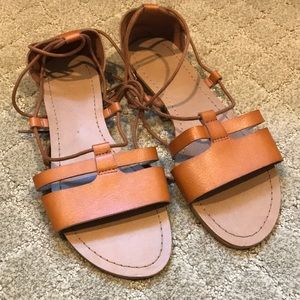 Lace up flat sandals